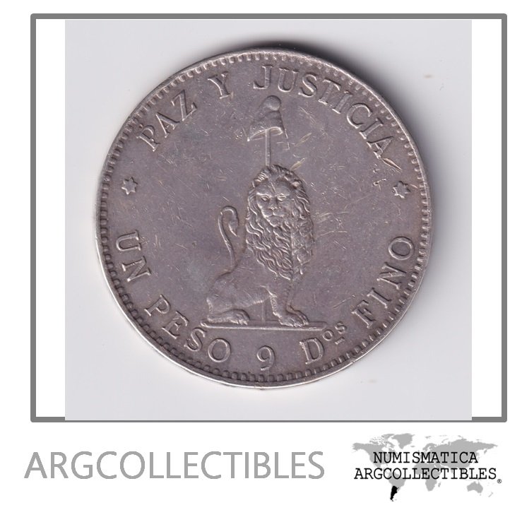 Paraguay Moneda 1 Peso 1889 Plata 900 "Paz y Justicia" XF