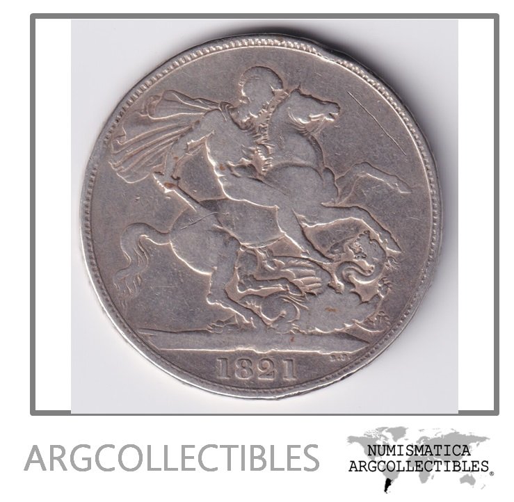 Inglaterra Moneda 1 Corona 1821 Plata 925 Rey Jorge III KM-680 VF