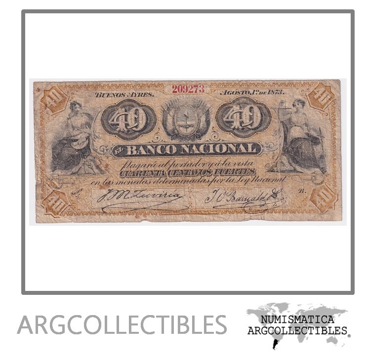 Argentina Billete 40 Centavos Fuertes 1873 Banco Nacional P-S-646 F-