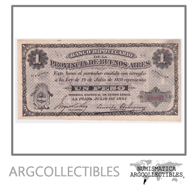Banco Provincia Compra Bonos Dolares Argentina Billete Pesos 1891