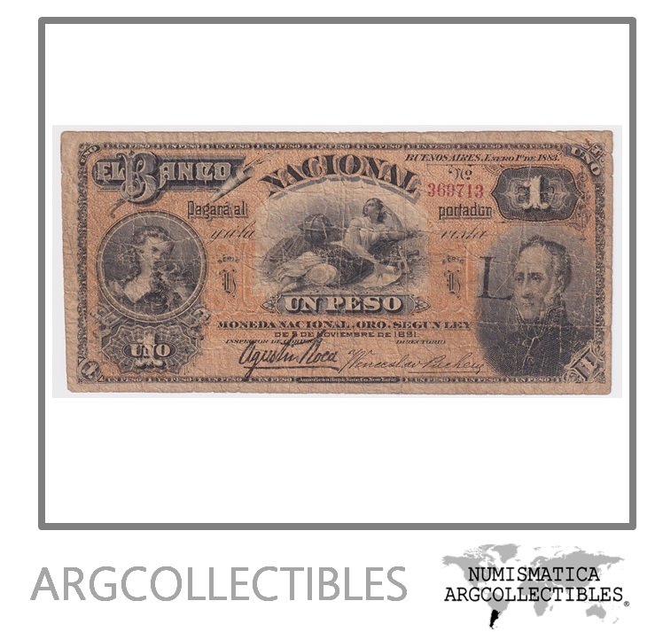 Argentina Billete 1 Peso 1883 Banco Nacional P-S-676 F-