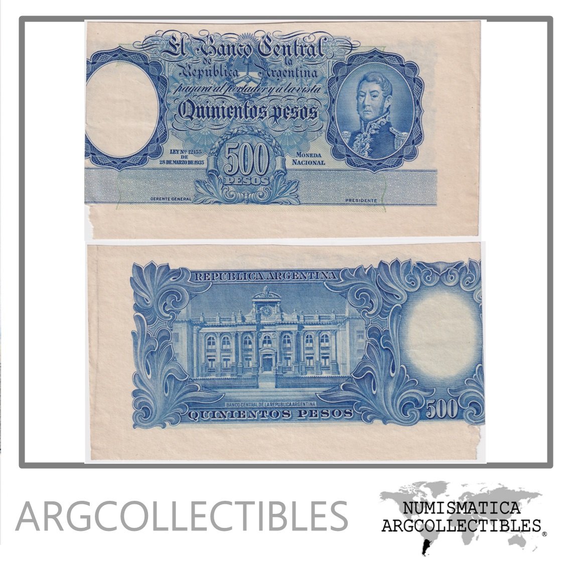 Argentina Billete 500 Pesos P-268 1968 Specimen PROOF