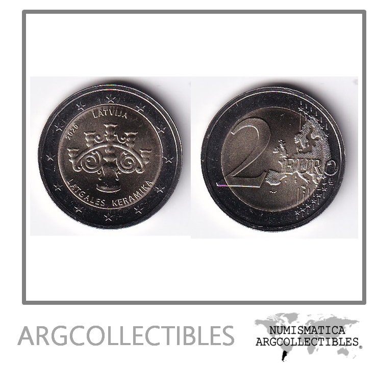 Letonia Moneda 2 Euros 2020 Bimetalica Ceramica Latgaliana UNC