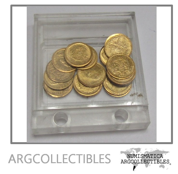 Lote de 17 Reproducciones Monedas de Oro en Miniatura (Laton) 2 Vaticano/2 Austria /2 Usa/7 Italia / 1 Francia / 1 Rusia / 1 holanda / 1 Rumania