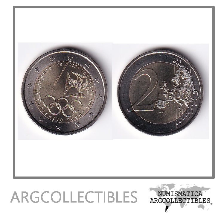 Portugal Moneda 2 Euros 2021 Bimetalica Juegos Olimpicos Tokio UNC