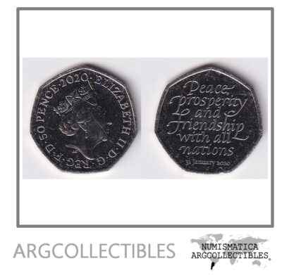 Inglaterra Moneda 50 Pence 2020 Niquel Brexit UNC