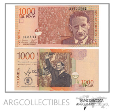 Colombia Billete 1000 Pesos 2007 (15/8) P-456I UNC