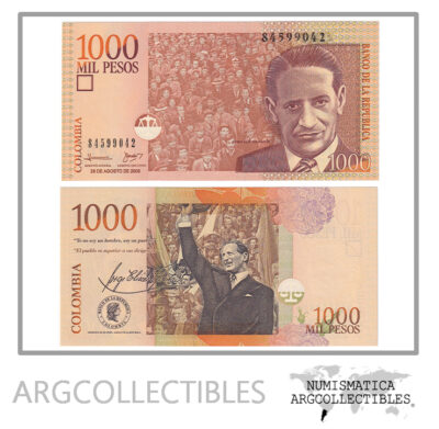 Colombia Billete 1000 Pesos 2008 (28/8) P-456K UNC