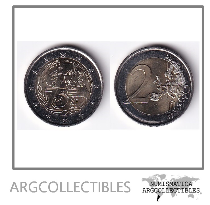 Francia Moneda 2 Euros 2021 Bimetalica Unicef UNC