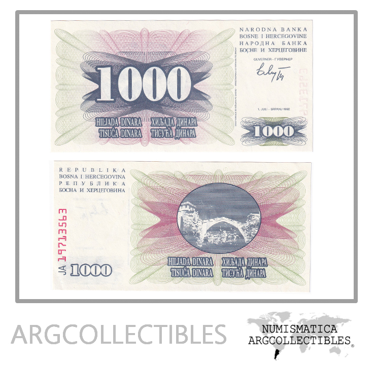 Bosnia Billete 1000 Dinara 1992 P-15 UNC