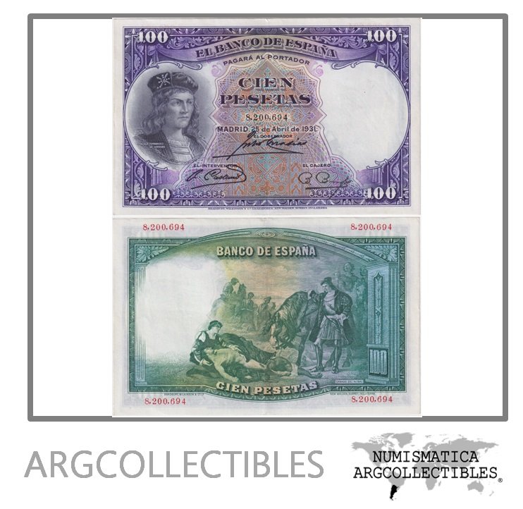 España Billete 100 Pesetas 1931 Gonzalo Fernandez P-83 XF