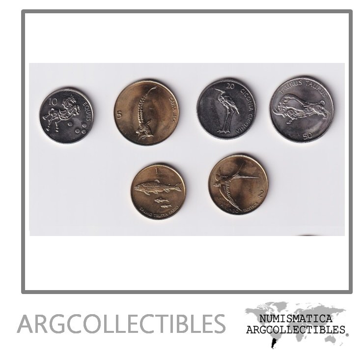 Eslovenia Set 6 Monedas 1,2, 5,10,20,50 Tolarjev 2000/2006 Animales Niquel-Laton UNC