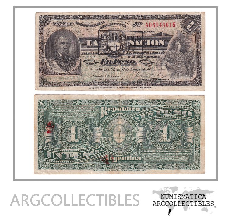 Argentina Billete 1 Peso 1897(1904) P-218a/Bot-1301 Vf-