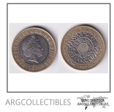 Inglaterra Moneda 2 Pounds 1999 Bimetalica KM-994 AU