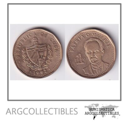 Cuba Moneda 1 Peso 1992 Marti / Laton KM-347 XF+