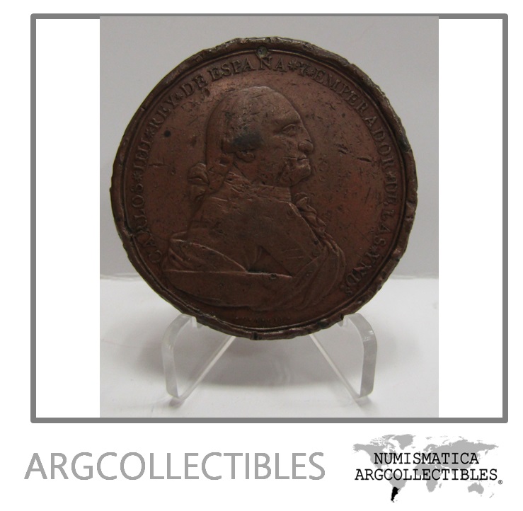 Mexico (Guanajuato) Medalla 1790 Proclamacion Carlos IV/ Intento Perforacion/ Bronce VF