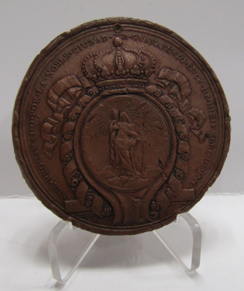 Mexico (Guanajuato) Medalla 1790 Proclamacion Carlos IV/ Intento Perforacion/ Bronce VF - Imagen 2