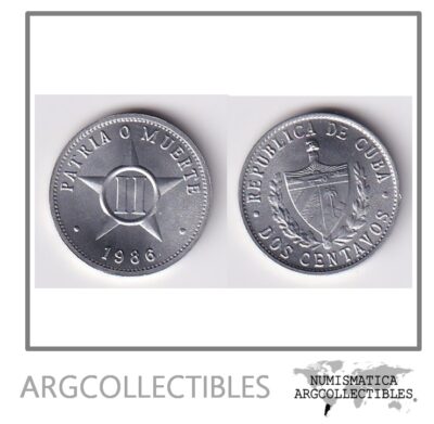 Cuba Moneda 2 Centavo 1986 Aluminio KM-104.2 UNC