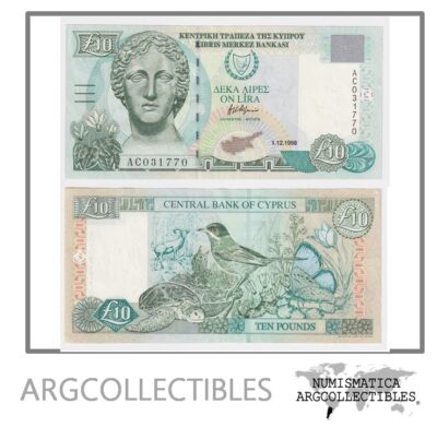 Chipre Billete 10 Pounds 1998 P-62B AU