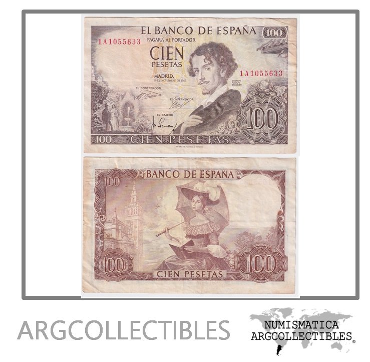 España Billete 100 Pesetas 1965 P-150 VF+