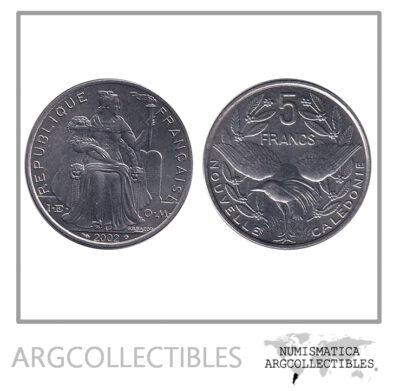 Nueva Caledonia Moneda 5 Francos 2002 Km-16 UNC