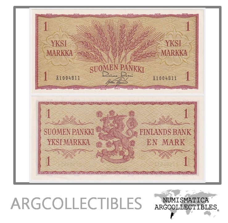 Finlandia Billete 1 Markkaa 1963 P-99 (25) Rossi Aspewnd UNC
