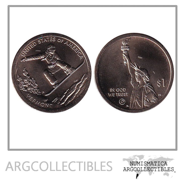 USA Moneda 1 Dolar 2022 P Laton Snowboarding UNC