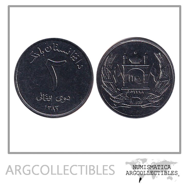 Afghanistan Moneda 2 Afganis 2004 Acero Km-1045 UNC