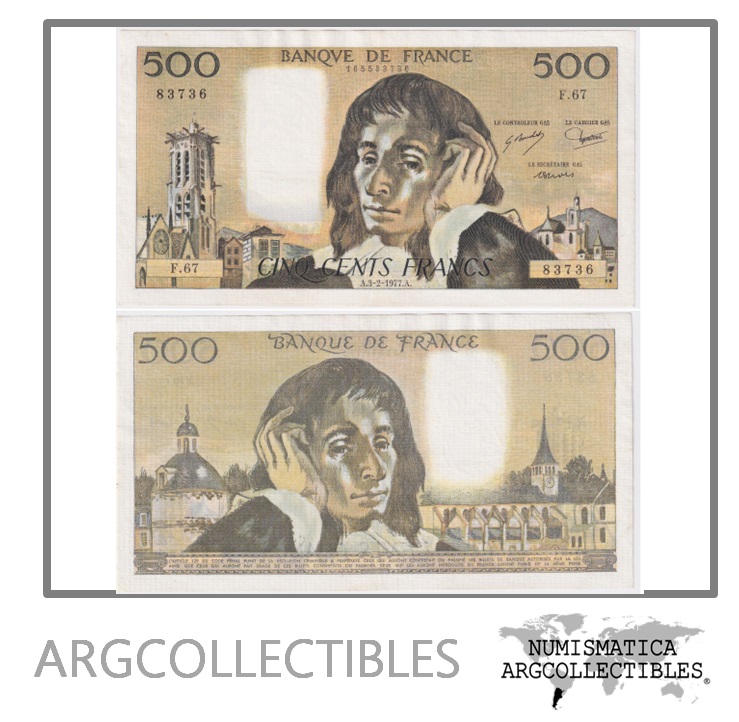 Francia Billete 500 Francos 1977 P-156D XF+