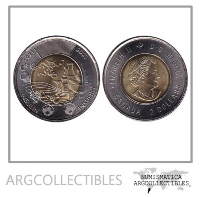 Canada Moneda 2 Dolares 2021 100 Aniv Insulina UNC