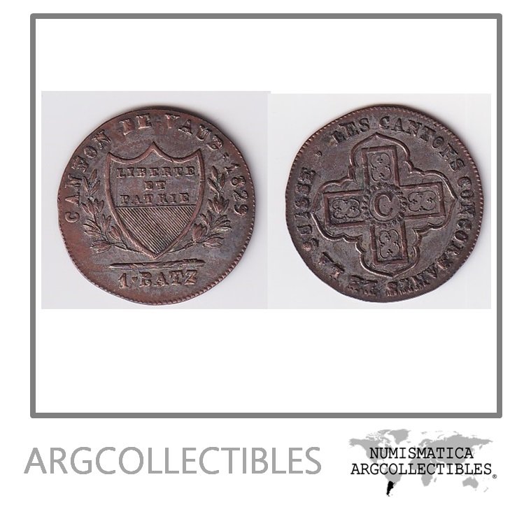 Suiza Moneda 1 Batz 1829 Canton de Vaud / Plata Vellon KM-20 XF