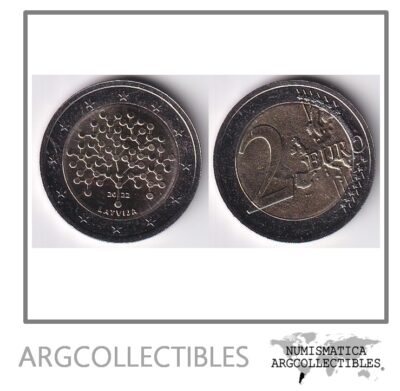 Letonia Moneda 2 Euros 2022 Educacion Financiera Bimetalica UNC