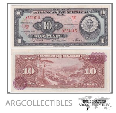 Mexico Billete 10 Pesos 1961 P-58I XF+