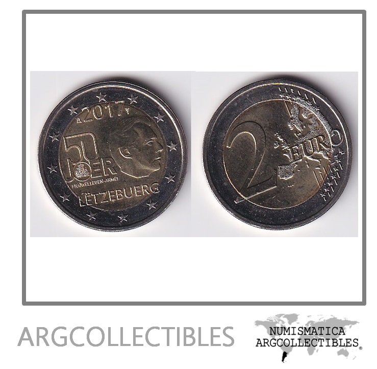 Luxemburgo Moneda 2 Euros 2017 50 Aniversario Servicio Militar Voluntario Bimetalica UNC