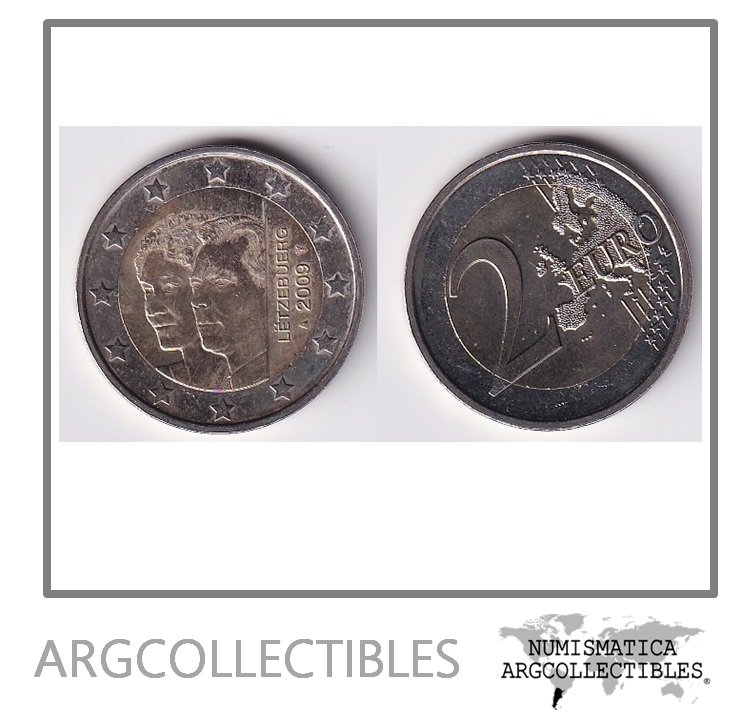 Luxemburgo Moneda 2 Euros 2009 90 Aniversario Trono Duque SSA Carlota Bimetalica UNC