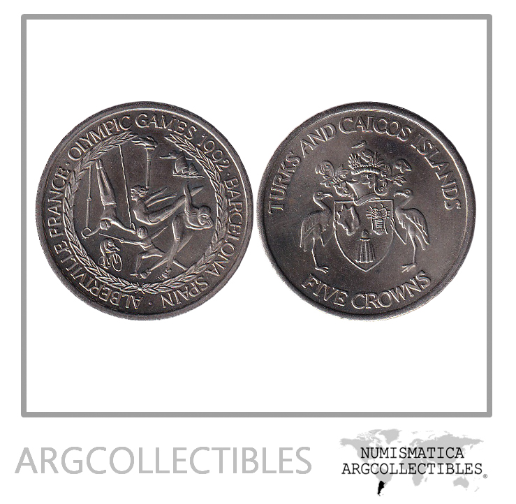 Turk y Caicos Moneda 5 Crowns 1992 Niquel Juegos Olimpicos Barcelona KM-69 UNC