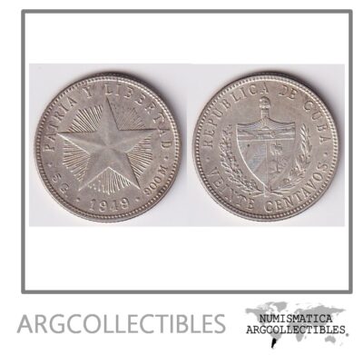 Cuba Moneda 20 Centavos 1949 Plata 900 KM-13.2 XF