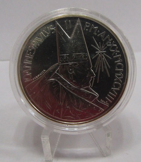 Vaticano Moneda 500 Liras Plata 835 1998 20 Aniversario Papa Juan Pablo II KM-292 Unc - Imagen 2