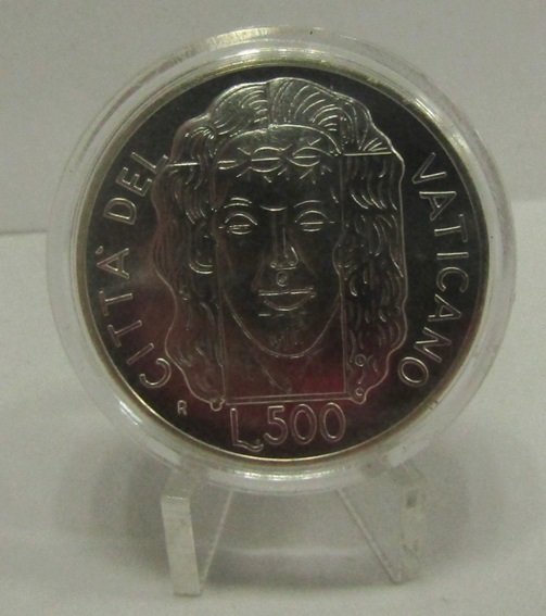 Vaticano Moneda 500 Liras Plata 835 1998 20 Aniversario Papa Juan Pablo II KM-292 Unc - Imagen 3
