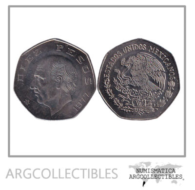 Mexico Moneda 10 Pesos 1977 Niquel KM-477.1 Hidalgo UNC