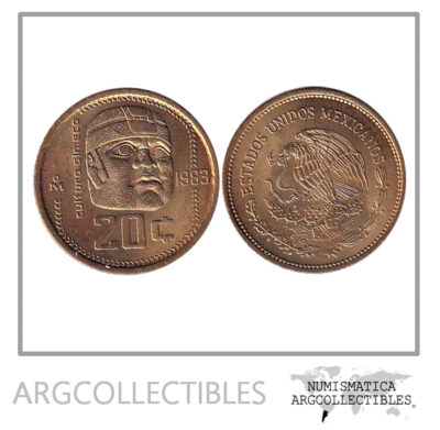 Mexico Moneda 20 Centavos 1983 Bronce KM-491 Cultura Olmeca UNC
