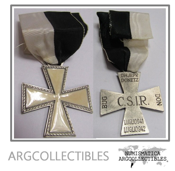 Italia 1942 Medalla Condecoracion Cruz Conmemorativa Expedicion Rusia Esmaltada