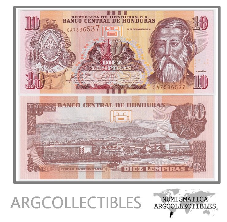 Honduras Billete 10 Lempiras 2016 P-99a UNC