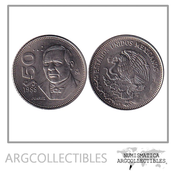 Mexico Moneda 50 Pesos 1988 Niquel KM-495 Juarez UNC