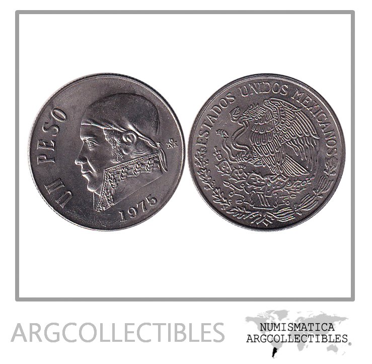 Mexico Moneda 1 Peso 1975 Niquel KM-460 Morelos UNC