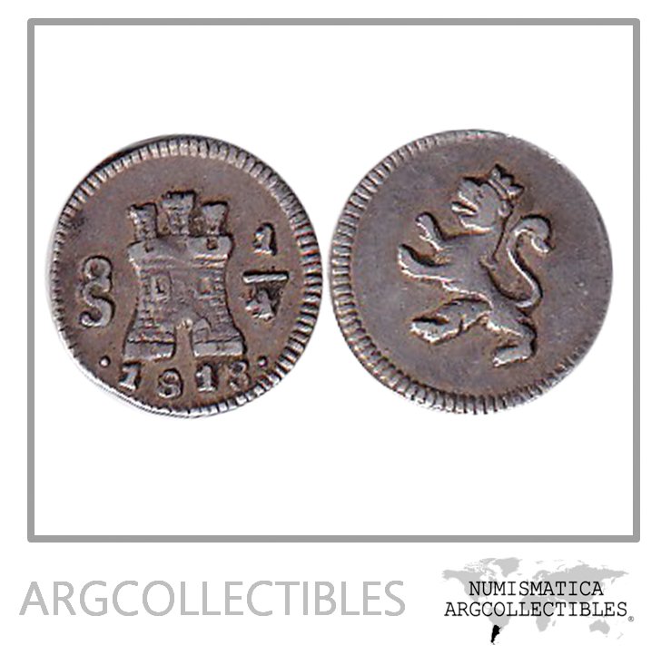 Chile (Santiago) Moneda 1/4 Real 1818/6 DA Plata 896 KM-73 VF+