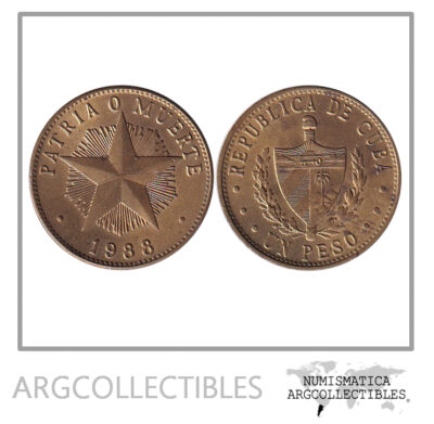 Cuba Moneda 1 Peso 1988 Laton KM-105 Estrella AU