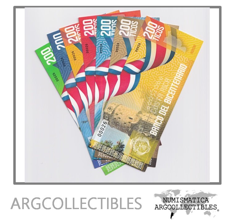 Costa Rica Billete Set x 7 2021 Bicentenario UNC
