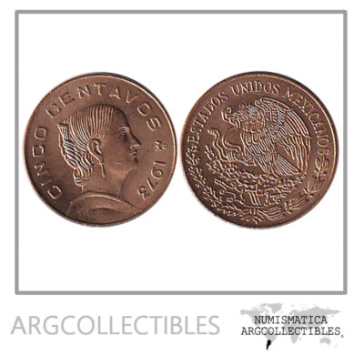 Mexico Moneda 5 Centavos 1973 Laton KM-427 Josefa Ortiz de Dominguez UNC