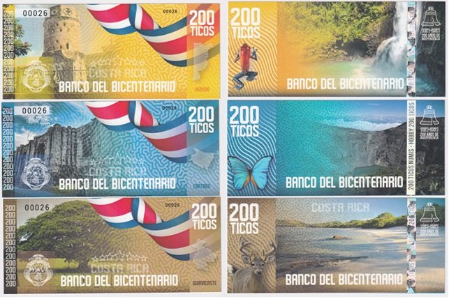 Costa Rica Billete Set x 7 2021 Bicentenario UNC - Imagen 3